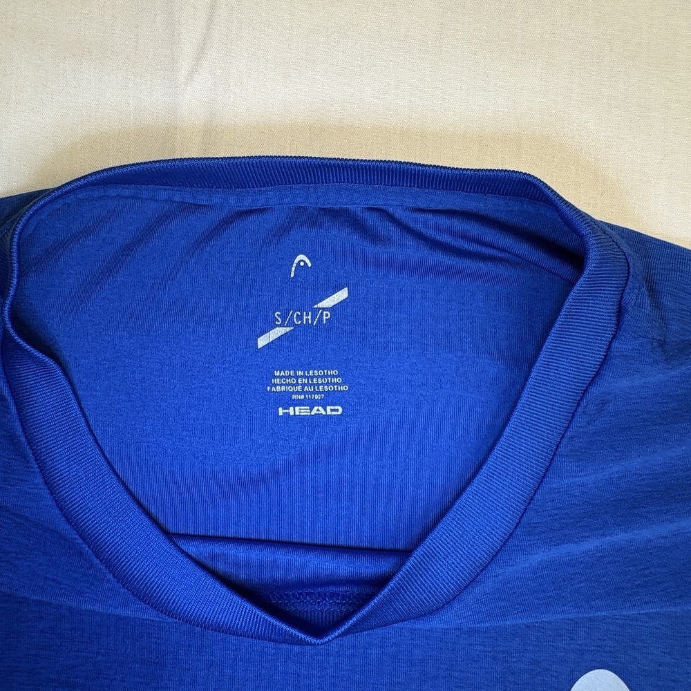 HEAD Hypertek Men's V-Neck Stretch Polyester Active T-Shirt Blue Size S